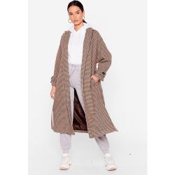 Womens Manteau Long Ceinturé À Motifs Pied-De-Poule Affaire De La Poule Haute Importance - Nasty Gal - Modalova