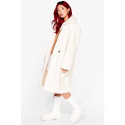 Womens Manteau Teddy Mi-Long Effet Peau De Mouton Je Voulais Teddy Que Je T'Attends - - M/L - Nasty Gal - Modalova