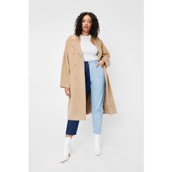 Womens Grande Taille - Manteau Oversize Effet Laine À Double Boutonnage Ni Froid Ni Loi - Nasty Gal - Modalova