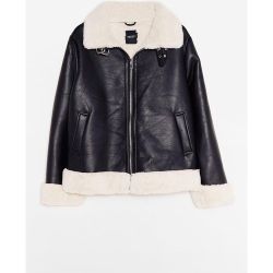 Womens Grande Taille - Veste Aviateur En En Similicuir Effet Laine De Mouton Atterrissage Imminent - Nasty Gal - Modalova