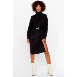 Womens Dressing Gown Pull Fendue En Maille Côtelée Avec Col Roulé La Loi Du Pull Fort - Nasty Gal - Modalova