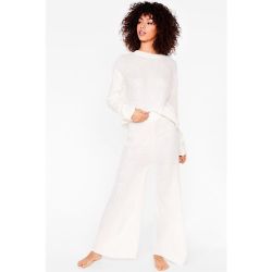 Womens Ensemble De Confort Pull & Pantalon Large En Maille Gaufrée Je Déclare Ma Flemme - Nasty Gal - Modalova