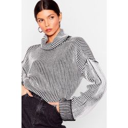 Womens Pull Col Roulé En Maille Côtelée À Rayures Constrastantes Tu Es Une Rayure De Soleil - - L/Xl - Nasty Gal - Modalova