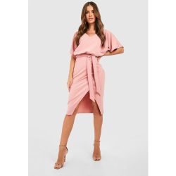 Robe Mi-Longue Kimono Nouée À La Taille - /Coquille D'Œuf - 36, /Coquille D'Œuf - boohoo - Modalova