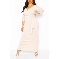 Plus - Robe Longue Corsage Cache-Cœur - /Coquille D'Œuf - 44, /Coquille D'Œuf - boohoo - Modalova