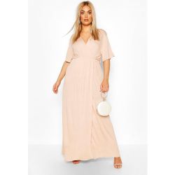 Plus - Robe Longue Cache-Cœur À Manches Ange - /Coquille D'Œuf - 44, /Coquille D'Œuf - boohoo - Modalova