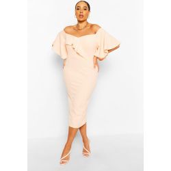 Plus - Robe Mi-Longue Col Bateau À Mancherons - /Coquille D'Œuf - 52, /Coquille D'Œuf - boohoo - Modalova