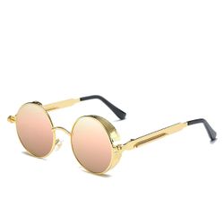 Lunettes de soleil unisexes UV400 vintage steampunk à verre miroir rond de sport de plein air - Newchic - Modalova