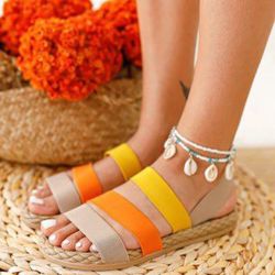 S Colorblock Three Elastic Bande Sandales Espadrille Décontractées Antidérapantes - Newchic - Modalova