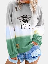 Bee Chemise à manches longues décontractée avec trou de fleur brûlée imprimé - Newchic - Modalova