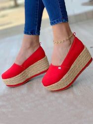 Plus Taille s Casual Slip On Compensées Plateforme Espadrilles Chaussures En Toile - Newchic - Modalova