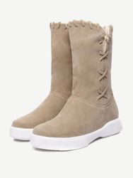 Bottes de neige d'hiver plates à doublure chaude en daim de grande taille - Newchic - Modalova