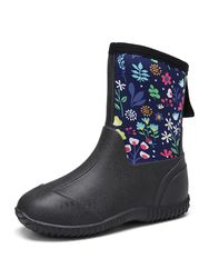 SOCOFY Bottes de pluie plates antidérapantes à imprimé floral en caoutchouc naturel, chaussures de travail de jardin - Newchic - Modalova