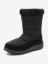 Bottes de neige plates à mi-mollet résistantes au glissement à glissière chaude d'hiver à glissière étanche - Newchic - Modalova