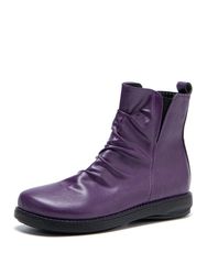 Plus Taille Retro Soft Bottes courtes plates à bout rond avec fermeture à glissière - Newchic - Modalova