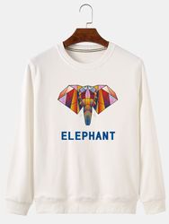 S Colorful Sweat-shirts décontractés décontractés en coton à imprimé éléphant abstrait - Newchic - Modalova