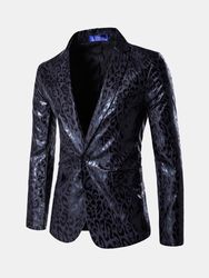 Business Slim Suit Léopard Impression Mariage Banquet Club Stage Revers Blazers - Newchic - Modalova