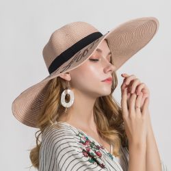 Chapeau de plage Vogue Large Wide Brims, visière d'été décontractée, chapeaux de paille du soleil - Newchic - Modalova