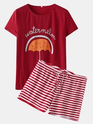 Pyjama ensemble court parapluie imprimé rayé bas vêtements de nuit pour l'été - Newchic - Modalova
