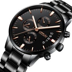 Montre en acier de montre de poignet d's de chronographe de montres de style d'affaires - Newchic - Modalova