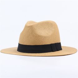 Chapeau de paille unisexe d'été décontracté des vacances panama chapeau de soleil de plage - Newchic - Modalova