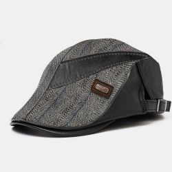 S bande en cuir patchwork mode béret casquette plate personnalité avant chapeau - Newchic - Modalova