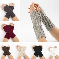 CM s Hiver Tricot Jacquard Mitaines À Manches Longues Casual Gants Chauds Demi Doigts - Newchic - Modalova