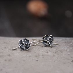 Vintage 925 boucles d'oreilles en argent sterling Thai argent mat Rose s boucles d'oreilles bijoux cadeau - Newchic - Modalova