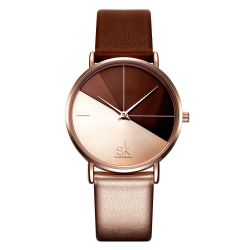 Montre à quartz en cuir, mode Bande, montre à cadran bicolore avec cadran couleur - Newchic - Modalova