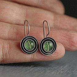 Boucles d'oreilles émeraude Vintage verre époxy pierres précieuses feuille s pendentif boucles d'oreilles bijoux cadeaux - Newchic - Modalova