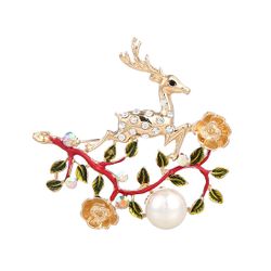 Élégant Sika Cerf Broche Tempérament Noble Perle Broche Alliage Cristal s Bijoux Broche - Newchic - Modalova