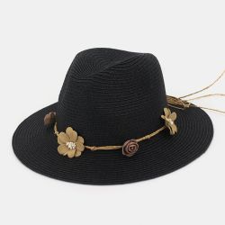 Chapeau de soleil de protection solaire de plage de chapeau de paille de fleur de s - Newchic - Modalova