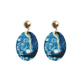 Style rétro étoilé Sky boucles d'oreilles imprimées boucles d'oreilles fille tempérament baroque boucles d'oreilles rétro - Newchic - Modalova