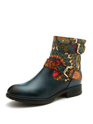 SOCOFY Bottes plates confortables en cuir véritable avec boucle en métal - Newchic - Modalova