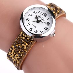 Quartz de la mode Montre-bracelet Causal Bracelet en cuir en cuir strass Montre - Newchic - Modalova