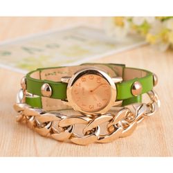 Tendance Enroulement Bracelet Montre PU En Cuir Alliage Taille Montre Mode Style s Quartz Wacth - Newchic - Modalova