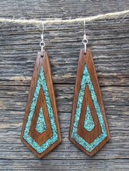Boucles d'oreilles Vintage Rhombuss Boucles d'oreilles pendantes en bois sculpté - Newchic - Modalova