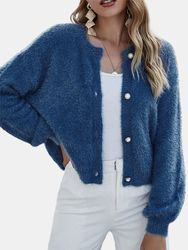 Veste courte décontractée de cardigan en peluche de couleur unie pour les s - Newchic - Modalova