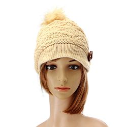 Bonnet de béret tricoté au crochet avec bouton de laine Bonnet de ski Baggy Beanie Ball - Newchic - Modalova