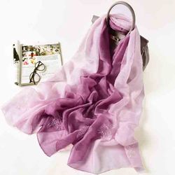 LYZA s cru dégradé couleur foulards en soie foulards confortables peau-friendly - Newchic - Modalova