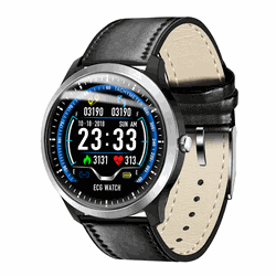 Montre de Fitness multi-sport EKG affichage moniteur de sommeil HR 3D UI Tracker moniteur d'activité bracelet en cuir montre intelligente - Newchic - Modalova