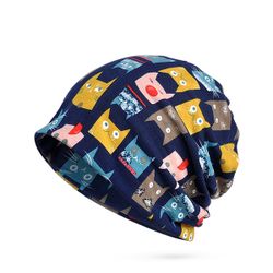 S Hiver Chat Motif Coton Beanie Cap Écharpe Velours Épais Chaud Slouchy Skullies Bonnet Chapeau - Newchic - Modalova