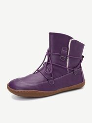 Lacets réglables couture doublure chaude bottes de chevalier plates décontractées pour les s - Newchic - Modalova