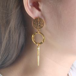 Boucles d'oreilles forme vintage à long style or boucles d'oreilles rétro alliage boucles d'oreilles pour les bijoux des s - Newchic - Modalova