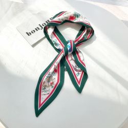 S rétro impression recto-verso étroite longue écharpe avec fleur oiseaux utiles foulards sauvages accessoires - Newchic - Modalova