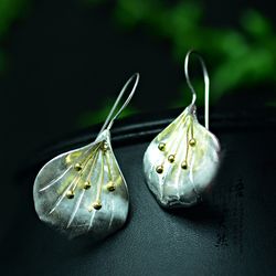 Boucles d'oreilles fleur géométrique stéréoscopique vintage tempérament longues boucles d'oreilles en argent sterling - Newchic - Modalova