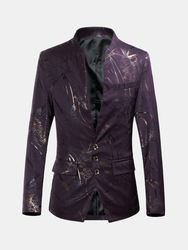 Costume de tenue décontractée imprimé Show Palace Wedding Slim Blazer à col montant - Newchic - Modalova