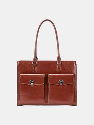 Porte-documents en cuir ciré à l'huile Vintage 15,6 pouces pour ordinateur portable Sac à main à bandoulière Sac à main Sac fourre-tout marron - Newchic - Modalova