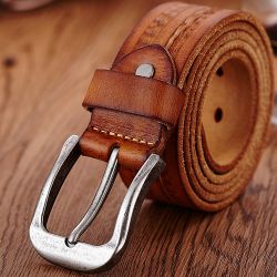 Ceinture en cuir véritables Ceinture décontractée Sangle de taille Broche lisse Ceinture rétro - Newchic - Modalova