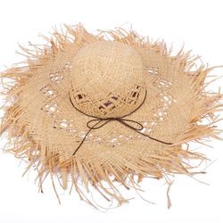 Chapeau de paille avec abat-jour en corde en cuir tressé Lafole Grass Gole pour - Newchic - Modalova
